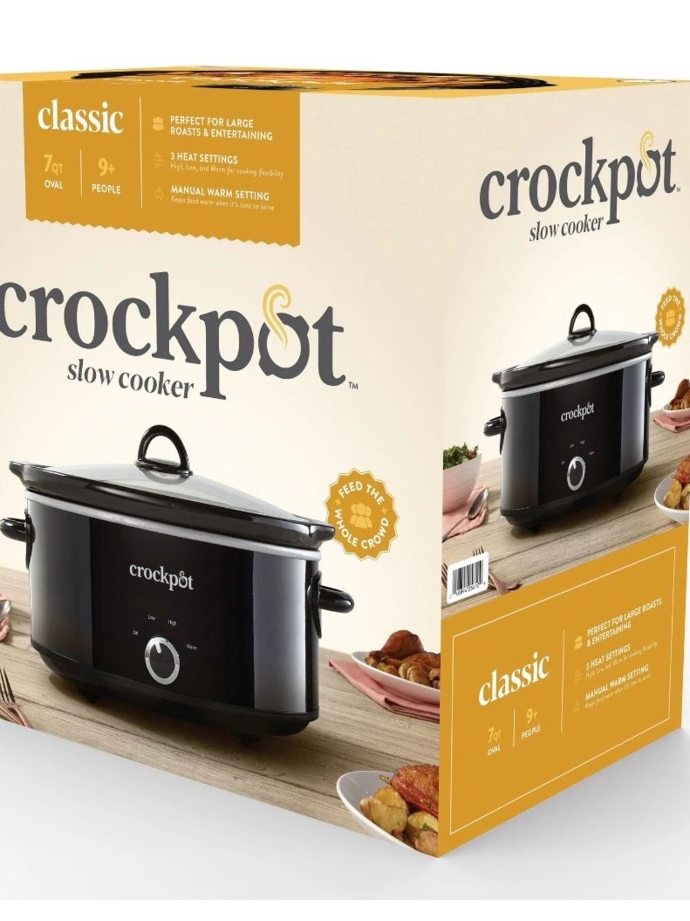 Crockpot Classic 7qt Oval Black Slow Cooker